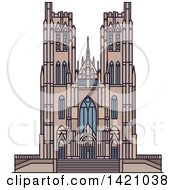 Poster, Art Print Of Belgium Landmark St Michael Catherdral