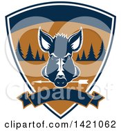 Clipart Of A Wild Boar Hunting Design Royalty Free Vector Illustration