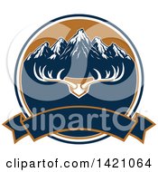 Clipart Of A Deer Antler Rack And Mountain Hunting Design Royalty Free Vector Illustration