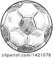 Poster, Art Print Of Black And White Sketched Soccer Ball