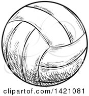 Poster, Art Print Of Black And White Sketched Volleyball