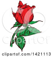 Clipart Of A Black And White Rose Flower 2 - Royalty Free Vector ...