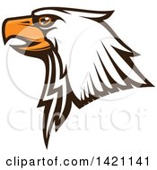 Clipart Of A Firece Bald Eagle Head With Orange Eyes Royalty Free Vector Illustration