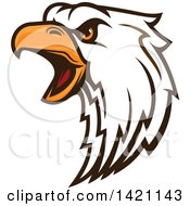 Clipart Of A Firece Bald Eagle Head With Orange Eyes Royalty Free Vector Illustration