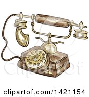 Poster, Art Print Of Sketched And Color Filled Vintage Telephone