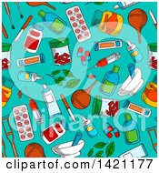 Poster, Art Print Of Seamless Pattern Background Of Medicine