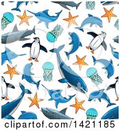 Poster, Art Print Of Seamless Pattern Background Of Sea Life