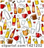 Poster, Art Print Of Seamless Pattern Background Of Drinks
