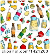Clipart Of A Seamless Pattern Background Of Drinks Royalty Free Vector Illustration