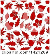 Clipart Of A Seamless Pattern Background Of Autumn Leaves Royalty Free Vector Illustration