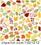 Clipart Of A Seamless Pattern Background Of Autumn Leaves Royalty Free Vector Illustration