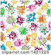 Clipart Of A Seamless Pattern Background Of Germs Royalty Free Vector Illustration