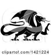 Clipart Of A Black Silhouetted Dragon Royalty Free Vector Illustration by Vector Tradition SM