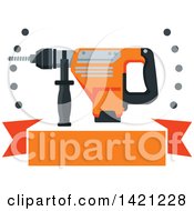 Poster, Art Print Of Rotary Hammer Drill With Holes Over A Blank Orange Banner