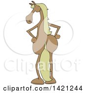 Clipart Of A Cartoon Filly Horse Standing Upright Rear View Royalty Free Vector Illustration
