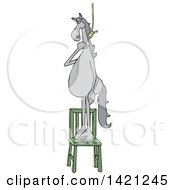 Cartoon Gray Horse Standing On A Chair With A Noose Around Its Neck
