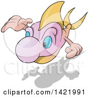 Clipart Of A Cartoon Fish And Shadow Royalty Free Vector Illustration