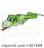 Poster, Art Print Of Cartoon Green Cobra Snake Wearing Glasses