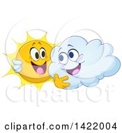 Poster, Art Print Of Cartoon Happy Sun And Cloud Hugging