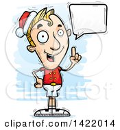 Poster, Art Print Of Cartoon Doodled Male Christmas Elf Holding Up A Finger And Talking