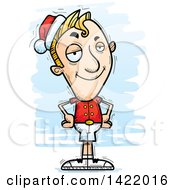 Clipart Of A Cartoon Doodled Confident Male Christmas Elf With Hands On His Hips Royalty Free Vector Illustration