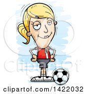 Cartoon Doodled Confident Female Soccer Player With Hands On Her Hips