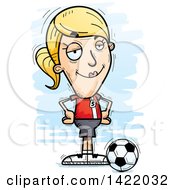 Poster, Art Print Of Cartoon Doodled Confident Female Soccer Player With Hands On Her Hips