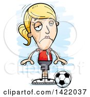 Clipart Of A Cartoon Doodled Depressed Female Soccer Player Royalty Free Vector Illustration