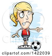 Cartoon Doodled Female Soccer Player Angrily Pointing The Finger