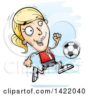 Clipart Of A Cartoon Doodled Female Soccer Player Running Royalty Free Vector Illustration