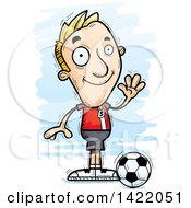 Cartoon Doodled Male Soccer Player Waving
