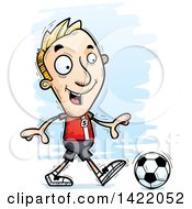 Cartoon Doodled Male Soccer Player Walking