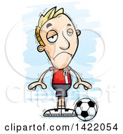 Cartoon Doodled Depressed Male Soccer Player