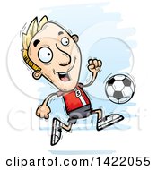 Cartoon Doodled Male Soccer Player Running
