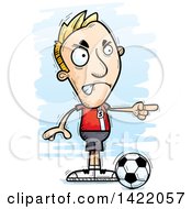 Cartoon Doodled Male Soccer Player Angrily Pointing The Finger