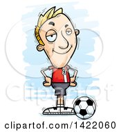 Poster, Art Print Of Cartoon Doodled Confident Male Soccer Player With Hands On His Hips