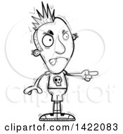 Poster, Art Print Of Cartoon Black And White Lineart Doodled Punk Dude Angrily Pointing The Finger