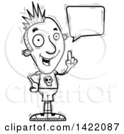 Poster, Art Print Of Cartoon Black And White Lineart Doodled Punk Dude Holding Up A Finger And Talking