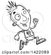 Poster, Art Print Of Cartoon Black And White Lineart Doodled Punk Dude Running