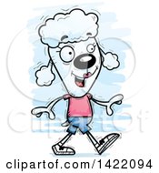 Clipart Of A Cartoon Doodled Female Poodle Walking Royalty Free Vector Illustration