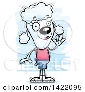 Clipart Of A Cartoon Doodled Female Poodle Waving Royalty Free Vector Illustration by Cory Thoman