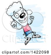 Cartoon Doodled Female Poodle Jumping For Joy