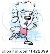 Cartoon Doodled Exhausted Female Poodle Running