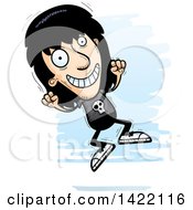 Clipart Of A Cartoon Doodled Metal Head Guy Jumping For Joy Royalty Free Vector Illustration