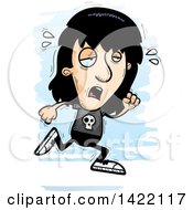 Clipart Of A Cartoon Doodled Exhausted Metal Head Guy Running Royalty Free Vector Illustration