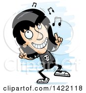 Clipart Of A Cartoon Doodled Metal Head Guy Dancing To Music Royalty Free Vector Illustration