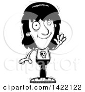 Cartoon Black And White Lineart Doodled Metal Head Guy Waving
