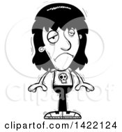 Cartoon Black And White Lineart Doodled Depressed Metal Head Guy