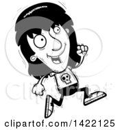 Clipart Of A Cartoon Black And White Lineart Doodled Metal Head Guy Running Royalty Free Vector Illustration by Cory Thoman