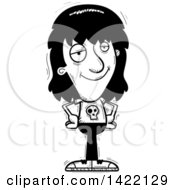 Cartoon Black And White Lineart Doodled Confident Metal Head Guy With Hands On His Hips